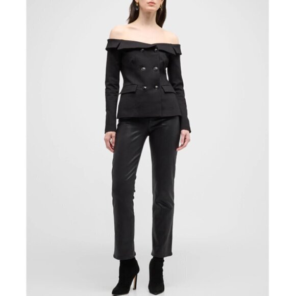 L'Agence 'Stephan' Off-The-Shoulder Stretch-Ponte Blazer, Black - Picture 4 of 4